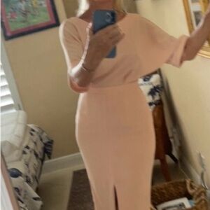 ASOS Peach Midi Dress with Front Slit